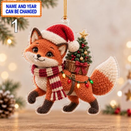 Christmas Brown Bear 2D Ornament – Crochet Inspired Woodland Decor