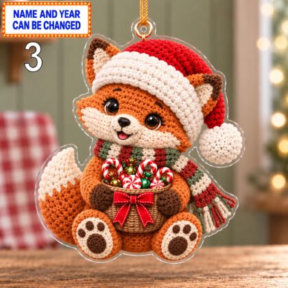 Christmas Brown Bear 2D Ornament – Crochet Inspired Woodland Decor - Image 4