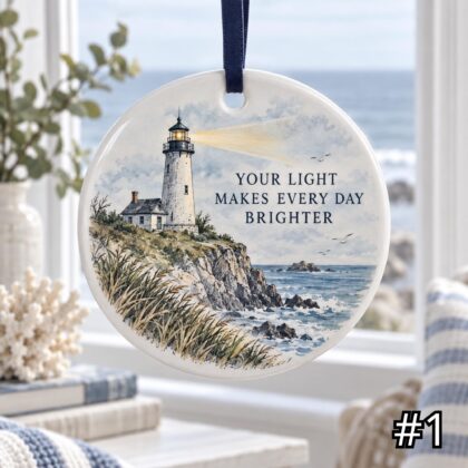 Little Lighthouse Ceramic Ornament – Your Light Makes Every Day Brighter Inspirational Gift