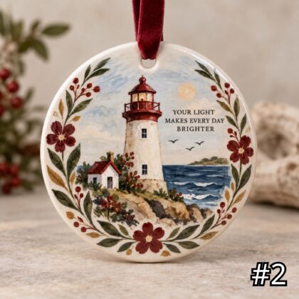 Alternative view of Little Lighthouse Ceramic Ornament – Your Light Makes Every Day Brighter Inspirational Gift