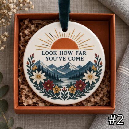 Alternative view of Mountain Sunrise Ceramic Ornament – Look How Far You Have Come Achievement Gift