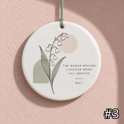 Birth Flower Bouquet Ceramic Ornament – Botanical Birthday Month Gift for Her - Image 3