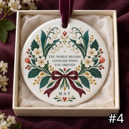 Birth Flower Bouquet Ceramic Ornament – Botanical Birthday Month Gift for Her - Image 4