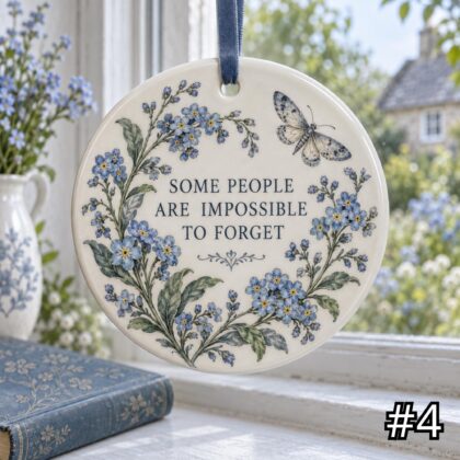 Forget Me Not Garden Ceramic Ornament – Some People Are Impossible to Forget Remembrance Gift - Image 4