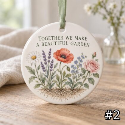 Alternative view of Family Flower Garden Ceramic Ornament – Together We Make a Beautiful Garden Family Gift