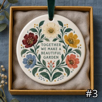 Family Flower Garden Ceramic Ornament – Together We Make a Beautiful Garden Family Gift - Image 3