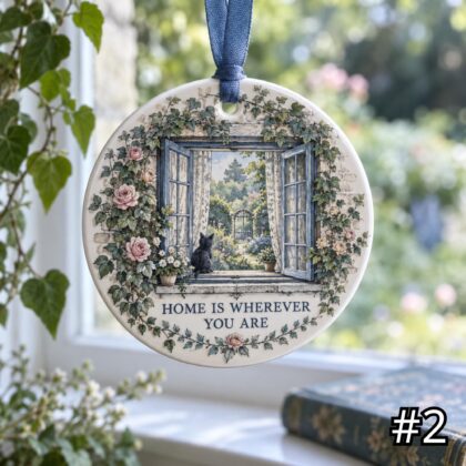 Alternative view of Cottage Window Garden Ceramic Ornament – Home Is Wherever You Are Long Distance Gift
