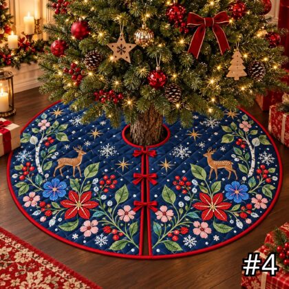 Northwest Coastal Wildlife Quilt Christmas Tree Skirt – Native-Inspired Orca Bear Eagle Ocean Scene - Image 4