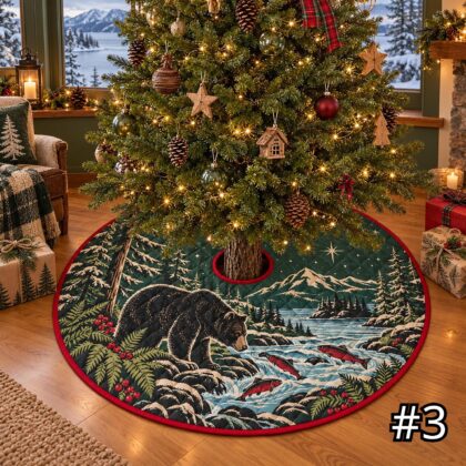 Southwest Horse Turquoise Night Quilt Christmas Tree Skirt - Image 3